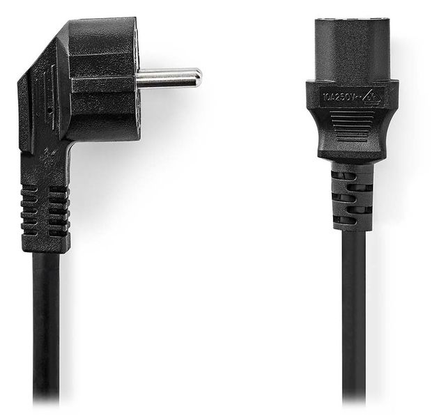 NEDIS napájecí kabel 230V/ přípojný 10A/ konektor IEC-320-C13/ úhlová zástrčka Schuko/ černý/ bulk/ 3m Kabel, napájecí, 230V, prípojný 10A, konektor IEC-320-C13, úhlová zástrcka Schuko, 3m, cerný