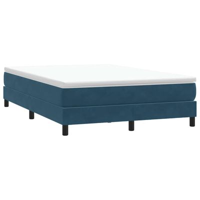 vidaXL Posteľný rám boxsping bez matracom tmavomodrý 140x210 cm zamat