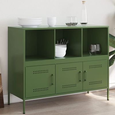 vidaXL Komoda olivovozelená 100,5x39x79 cm oceľ