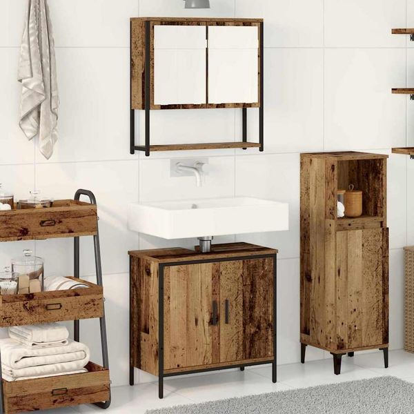 vidaXL Sada kúpeľňového nábytku Nástenný 2 pcs Hnedá Kompozitné drevo