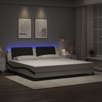 vidaXL Rám postele s LED bez matraca Zadar biely a čierny 200x200 cm