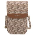 Taška na telefón Guess GUWBHGCFSEW hnedá Wallet GCube Stripe