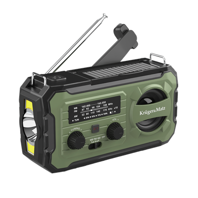 Rádio KRUGER & MATZ KM0837 SOS FM/ AM, powerbanka 10000mAh, svietidlo, solár, dynamo