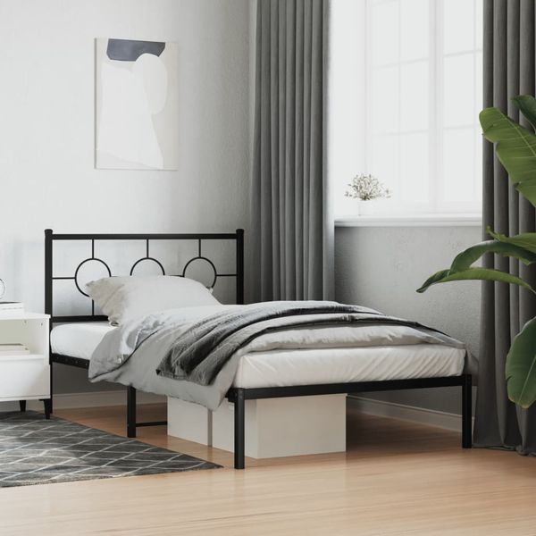 vidaXL Kovový rám postele s čelom čierny 107x203 cm