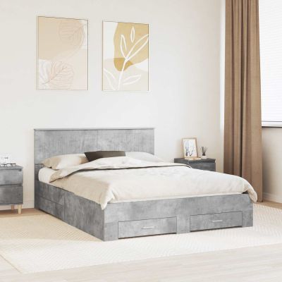 vidaXL Rám postele Betónovo sivá 150 x 200 cm Kompozitné drevo