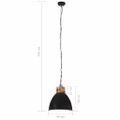 vidaXL Industriálna závesná lampa čierna železo a masívne drevo 46 cm E27
