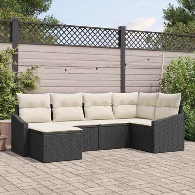 vidaXL Záhradný jedálenský set s vankúšom 6 pcs Čierna a krémová