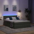 vidaXL LED úložná posteľ s matracom Tmavosivá 140 x 200 cm Látka