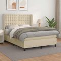 vidaXL Boxspring posteľ s matracom krémová 140x190 cm umelá koža