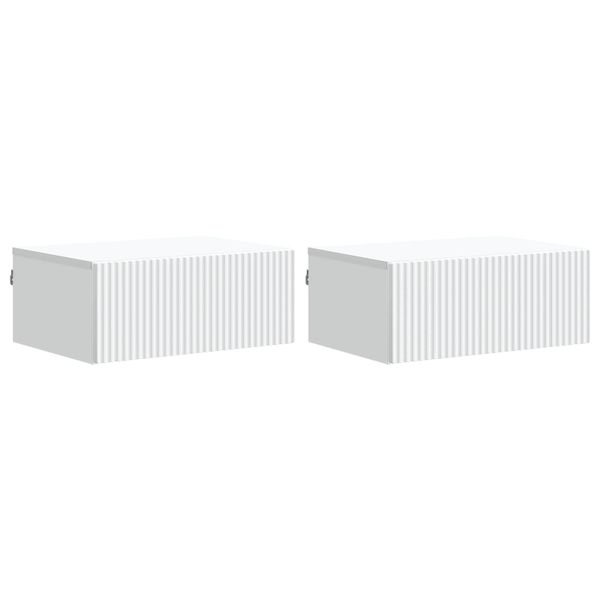 vidaXL Nástenná nočná skrinka Nástenný 2 pcs Biela 49 x 34,5 x 20 cm