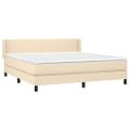 vidaXL Posteľný rám boxspring s matracom krémový 160x200 cm látka