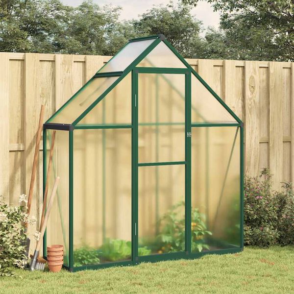 vidaXL Skleník so základovým rámom zelený 169x58x195 cm hliník