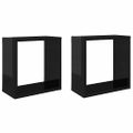 vidaXL Nástenné police 2 ks lesklé čierne 30x15x30 cm