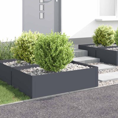 vidaXL Obrubník trávnika 4 ks 100 x 60 x 35 cm Oceľ Antracitová