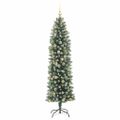 vidaXL Umelý chudý vianočný strom Zelená a biela 210 cm