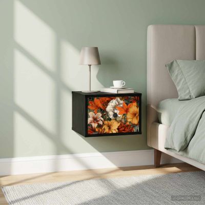 vidaXL Nástenná nočná skrinka GENNEP 2 ks Čierny dub 36 x 33 x 25 cm
