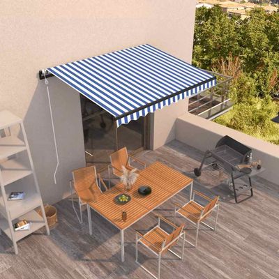 vidaXL Automatická zaťahovacia markíza 400x300 cm modro-biela
