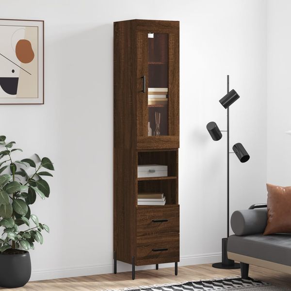 vidaXL Vysoká skrinka hnedý dub 34,5x34x180 cm spracované drevo