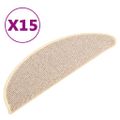 vidaXL Schodové rohože 15 ks 56x17x3 cm biele a hnedé polkruhové