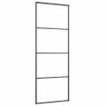 vidaXL Posuvné dvere s kovaním čierne 76x205 cm ESG sklo