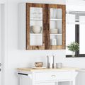 vidaXL Nástenný sklenený kabinet PORTO Staré drevo 80 x 31 x 80 cm