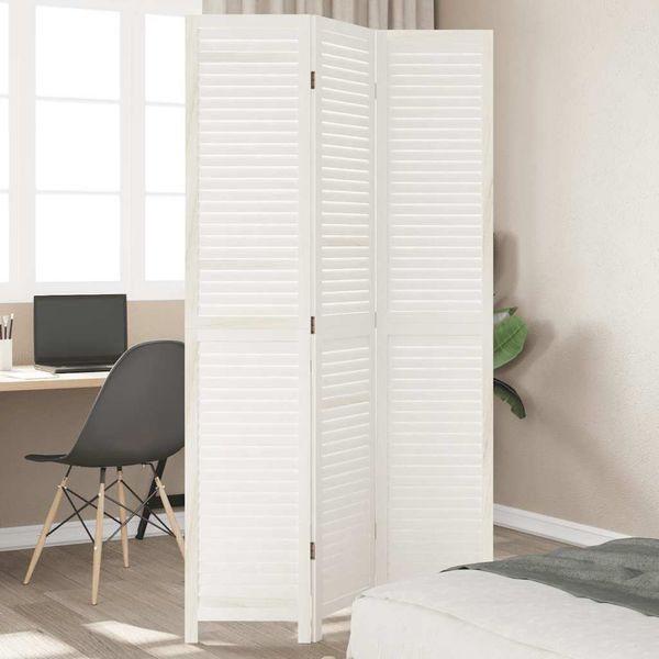vidaXL Paraván 3 panely biely masívne drevo paulovnie
