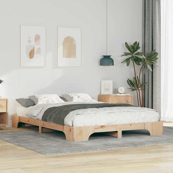 vidaXL Rám postele Hnedá 140 x 220 cm Masívne borovicové drevo