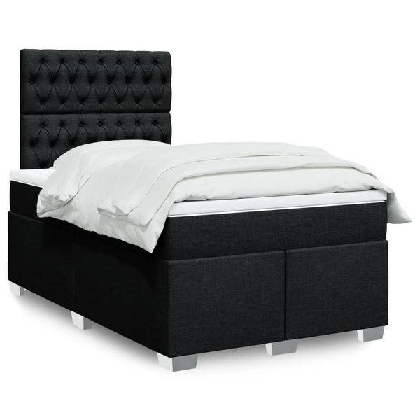vidaXL Boxspring posteľ s matracom čierna 120x190 cm látka