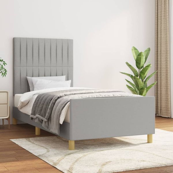 vidaXL Posteľ bez matraca bledosivý 90x200 cm látka