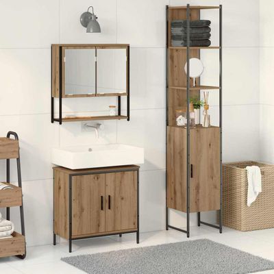 vidaXL Sada kúpeľňového nábytku Nástenný 3 pcs Hnedá Kompozitné drevo