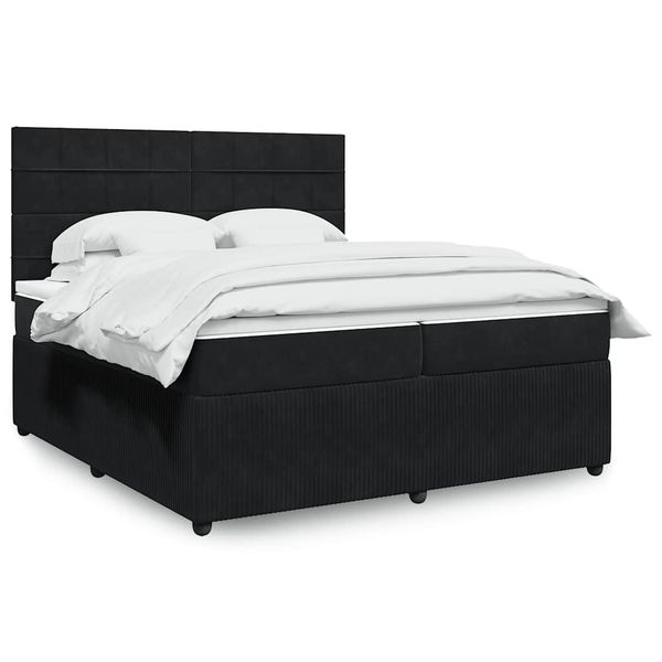vidaXL Posteľný rám boxspring s matracom čierny 200x200 cm zamat
