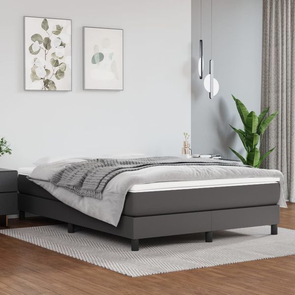 vidaXL Posteľný rám s boxspringom sivý 140x190 cm umelá koža