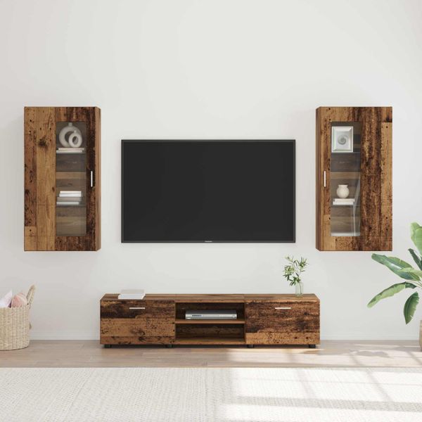 vidaXL Zostava TV skriniek FLORIN 3 pcs Staré drevo Kompozitné drevo
