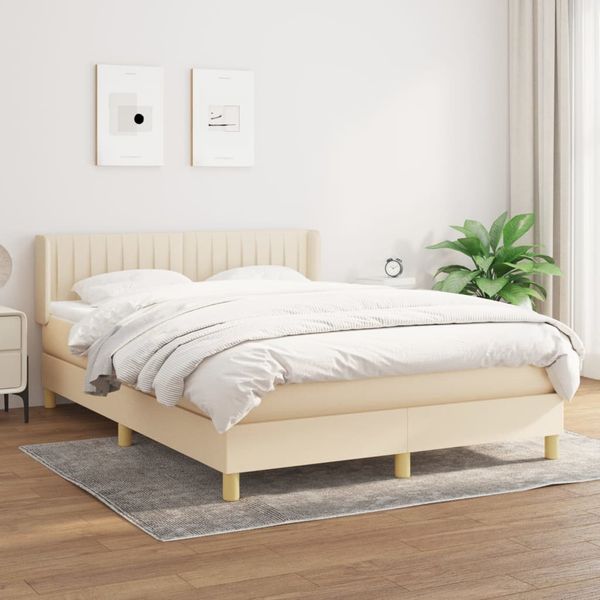 vidaXL Boxspring posteľ s matracom krémový 140x190 cm látka