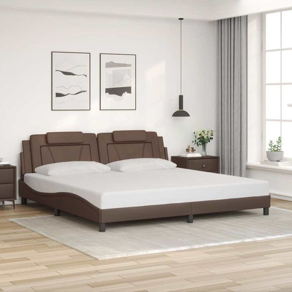 vidaXL Rám postele Viana bez matraca hnedý 200x200 cm umelá koža