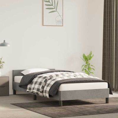 vidaXL Posteľ bez matraca bledosivý 90x200 cm zamat