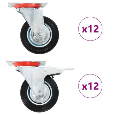 vidaXL Otočné kolieska 24 ks, 100 mm