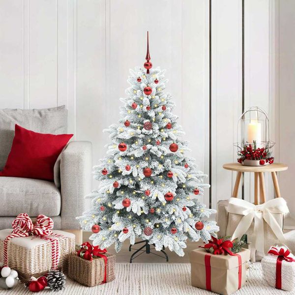 vidaXL Umelý vianočný stromček s 150 LED-i Biela 120 cm PE a PVC