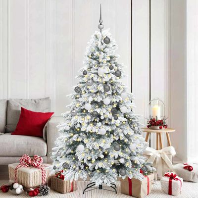 vidaXL Umelý vianočný stromček s 300 LED-i Biela 180 cm PE a PVC
