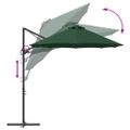 vidaXL Slnečník Zelená 372 x 198 x 243 cm Polyester a hliník