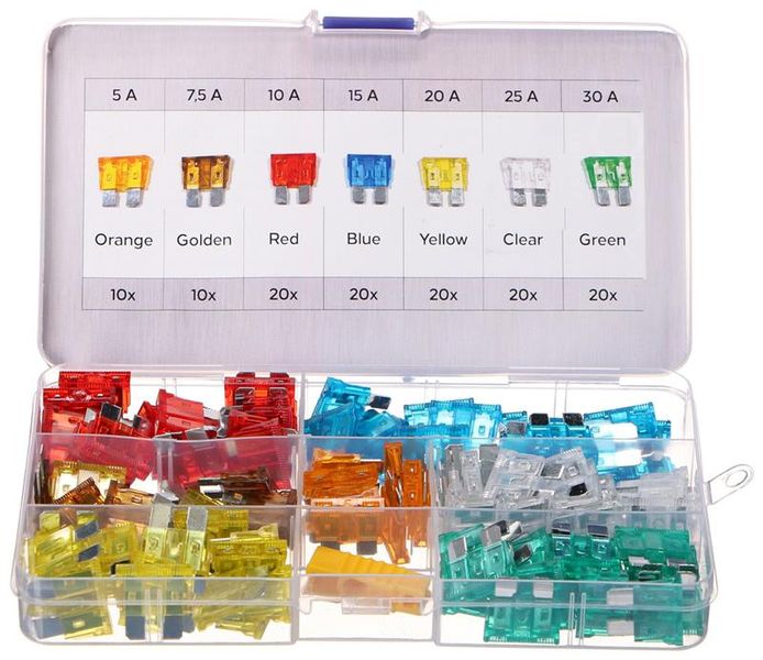Sada nožových automobilových pojistiek MECHANIC FUSE SET 1, 5-30A, 120ks SIXTOL
