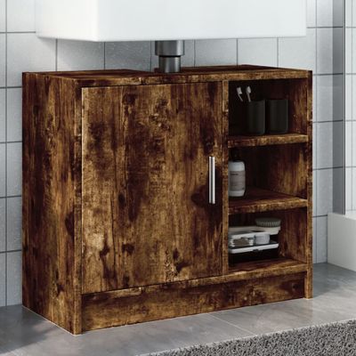 vidaXL Umývadlová skrinka dymový dub 63x30x54 cm spracované drevo