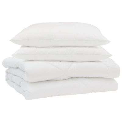 vidaXL Letná prikrývka s vankúšom 3 pcs Biela Mikrovlákno