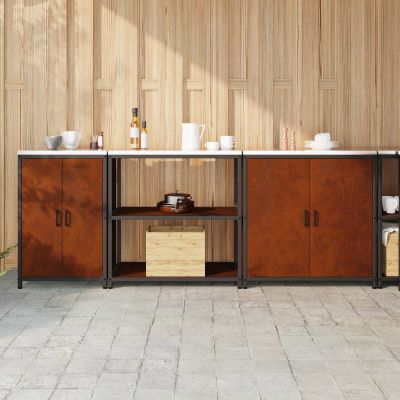 vidaXL Kuchynský úložný set HATTEM 3 pcs Hrdzavý Oceľ