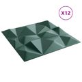 vidaXL Nástenné panely 12 ks 50 x 50 cm Diamond Zelený XPS Pena