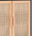 vidaXL Komoda čierna 60x30x70 cm masívna borovica a prírodný ratan