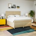 vidaXL Posteľný rám boxspring s matracom krémový 180x200 cm látka