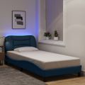 vidaXL Rám postele s LED bez matraca Hvar Modrá 90x200 cm Látka