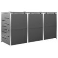 vidaXL Ohrada na 3 odpadkové koše 207x77,5x115 cm nehrdzavejúca oceľ