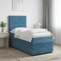 vidaXL Posteľ boxspring s matracom Modrá 100 x 200 cm Zamat